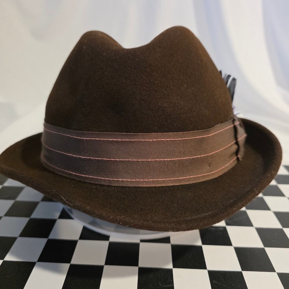 Vintage‎ Bailey of Hollywood Brown Wool Fedora Hat 100% Virgin Wool USA Large